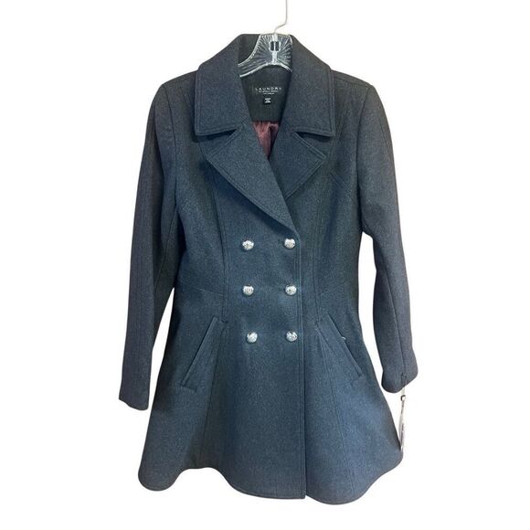 Laundry By Shelli Segal Wool Blend  Peacoat Jacket Sz S charcoal NWT - Picture 1 of 7
